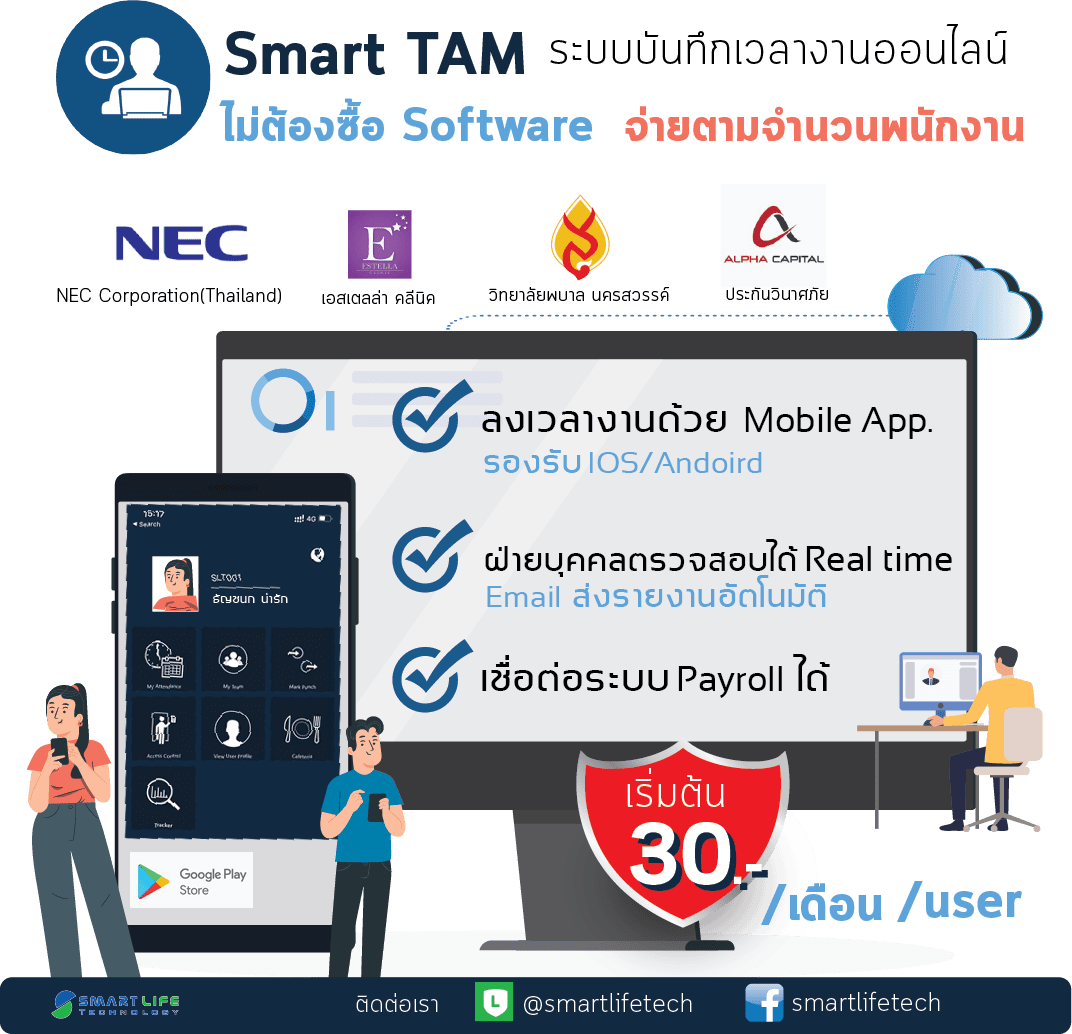   SMART TAM | ระบบลงเวลางานออนไลน์ ผ่าน Mobile App. 